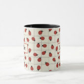 Mug Cute ladybug pattern & Custom Name on Cream White (Centre)