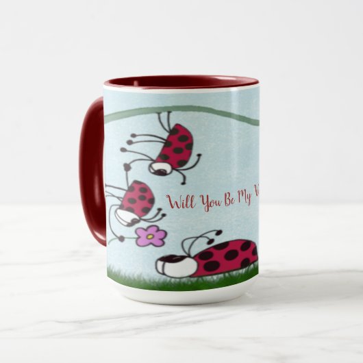 Mug Cute Ladybug Professant Sa Peinture D'Amour (Devant gauche)