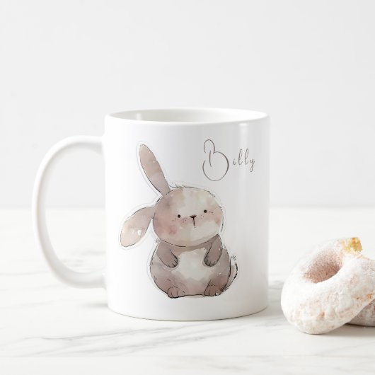 Mug Cute lapin 2, personnalisé (Avec donut)