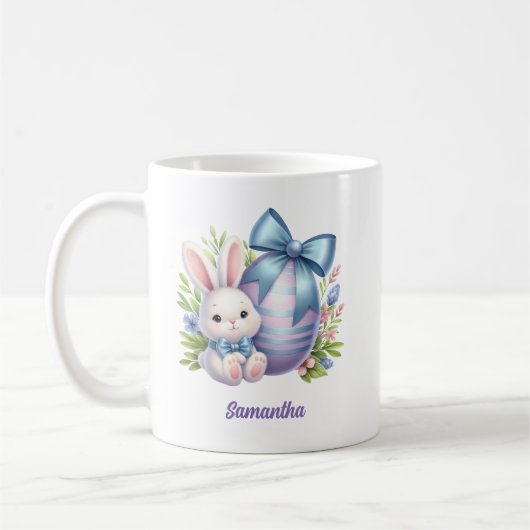 Mug Cute lapin avec oeuf pourpre et arc bleu (Gauche)