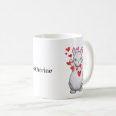 Mug Cute lapin lapin serré avec les coeurs Nom personn (Devant droit)
