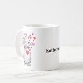 Mug Cute lapin lapin serré avec les coeurs Nom personn (Devant gauche)
