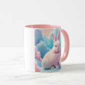 Mug Cute Lapin Rose Coton Bonbons Nuages (Devant droit)
