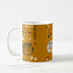 Mug Cute Leopard Cat Face Drawing. Little Funny Cheeta