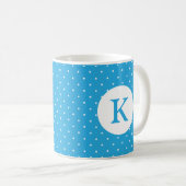 Mug Cute Light Blue Polka Dot Pattern Monogram (Devant droit)