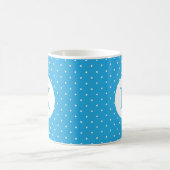 Mug Cute Light Blue Polka Dot Pattern Monogram (Centre)