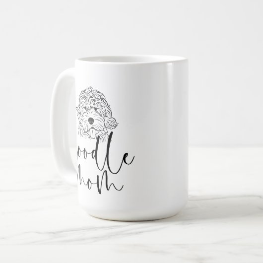 Mug Cute Line Art Doodle Maman Noir et Blanc (Devant gauche)