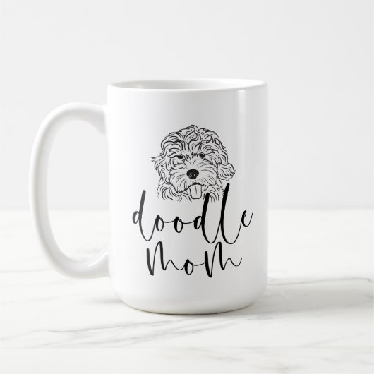 Mug Cute Line Art Doodle Maman Noir et Blanc (Gauche)