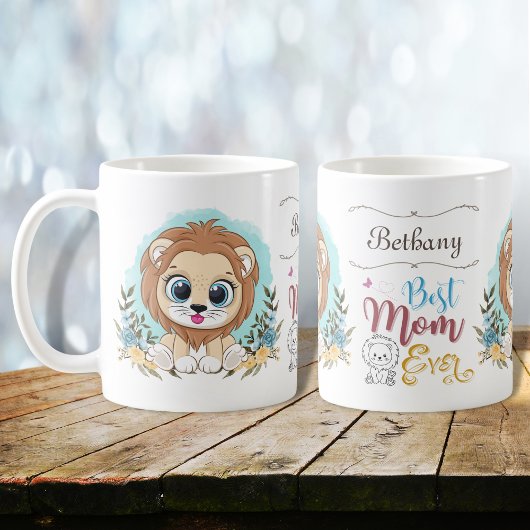 Mug Cute Lion Floral Thème Meilleure Maman Jamais Pers