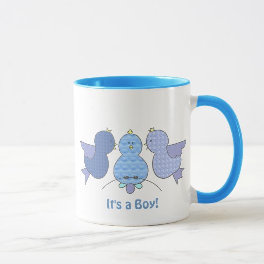 Mug Cute Little Blue Oiseaux Motifs C'est un garçon Cu (Droite)