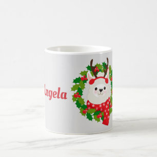 Mug Cute Llama Christmas Wreath Personnalisé