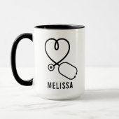 Mug Cute Love Heart Stethoscope Nom personnalisé (Gauche)