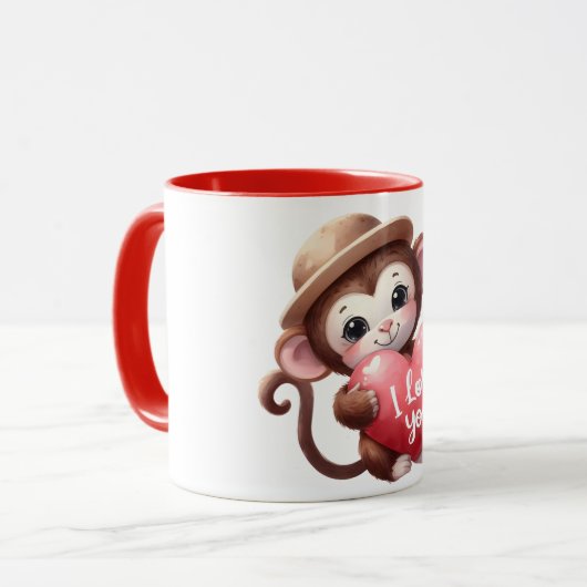 Mug Cute love monkey  (Devant gauche)