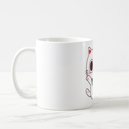 Mug Cute Maneki Neko Fortune Money Chat (Gauche)
