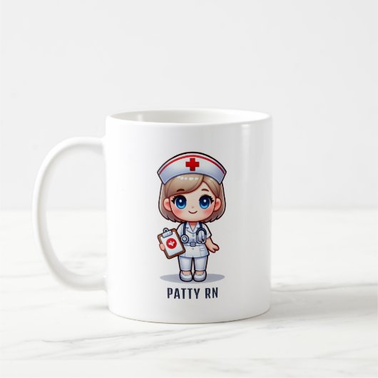 Mug Cute Manga Nurse avec cheveux blond bleu yeux Pers (Gauche)
