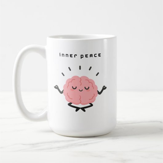 Mug Cute Meditating Brain & Minimalist Inner Peace (Gauche)