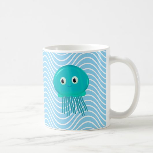 Mug Cute méduse Cartoon Dans L'Océan Bleu (Droite)