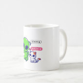 MUG CUTE MEOW CAT AVEC ALIEN (Devant droit)