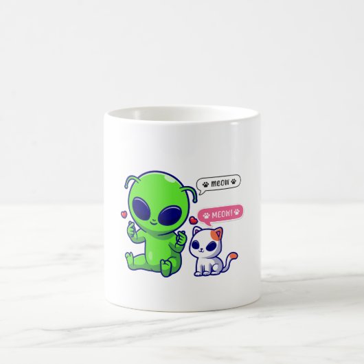 MUG CUTE MEOW CAT AVEC ALIEN (Centre)