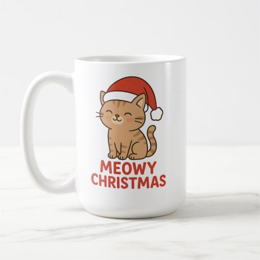 Mug Cute Meowy Christmas Cat Santa Hat (Gauche)