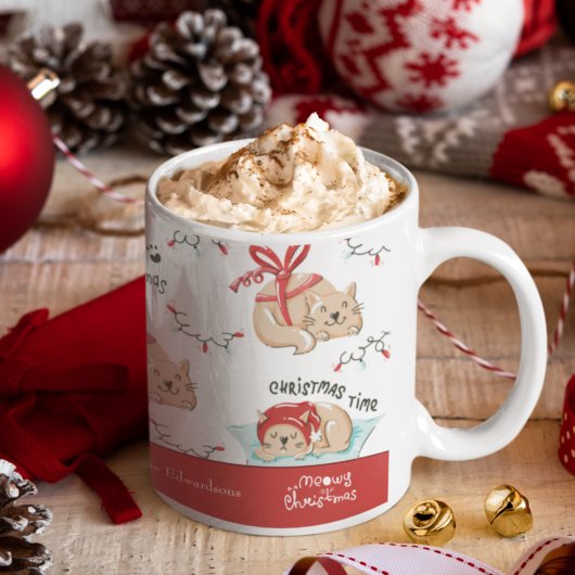 Mug Cute Meowy Christmas Kitty Chat Motif