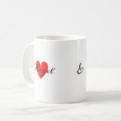 Mug Cute Minimal Modern White Red Heart Ajouter Votre  (Devant gauche)