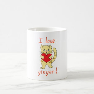 Mug Cute minimaliste J'aime le chat ginger