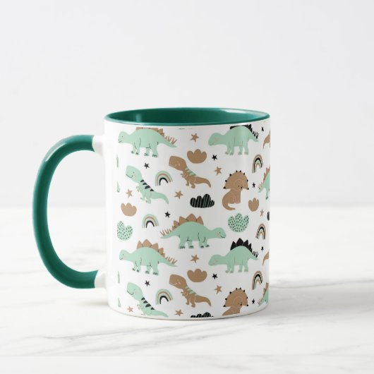 Mug Cute Mint Green Dinosaur Motif (Gauche)