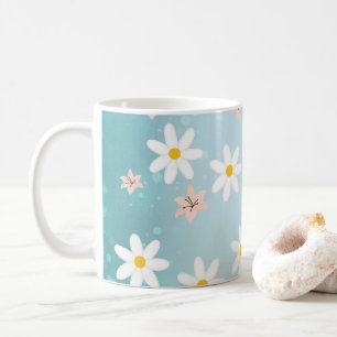 Mug Cute Modern Daisy Fleur de lys Rustique transparen