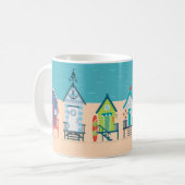 Mug Cute Moderne Plage Cabines Art Été Vacances (Devant gauche)