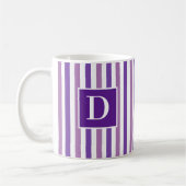 Mug Cute moderne violet blanc rayé initial (Gauche)