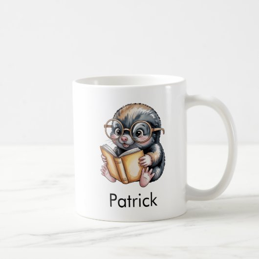 Mug Cute Mole Reading a Book Custom (Droite)