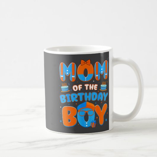 Mug Cute Mom Of The Birthday Boy Matching Blue Orange  (Droite)