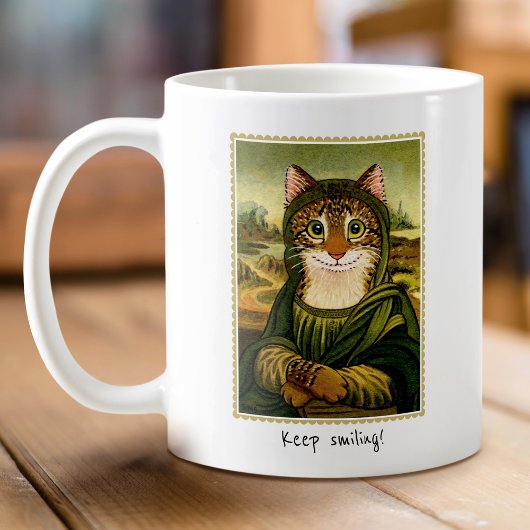 Mug Cute Mona Lisa Chat Texte personnalisé