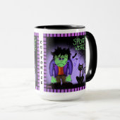 Mug Cute Monster Chat Noir Éffrayant Violet Personnali (Devant droit)
