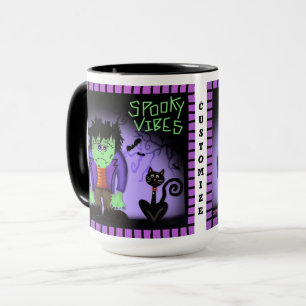 Mug Cute Monster Chat Noir Éffrayant Violet Personnali