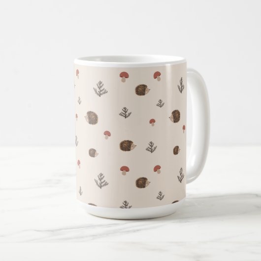 Mug Cute Motif forestier de Hérisson et Champignons (Devant droit)