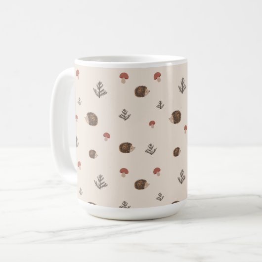 Mug Cute Motif forestier de Hérisson et Champignons (Devant gauche)