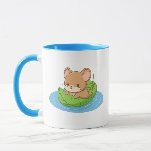 Mug Cute Mouse in a Leaf Boat (Gauche)
