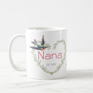 Mug Cute Nana Coeur Colibri Colibri Rouge rubis vert