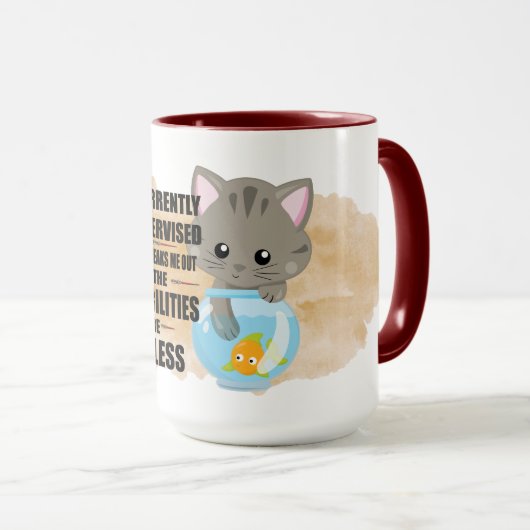 Mug Cute Naughty Chat Humour Citation kitty Chat Graph (Devant droit)