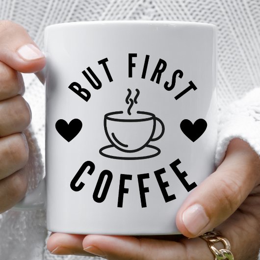 Mug Cute Noir et Blanc mais premier Lover de café
