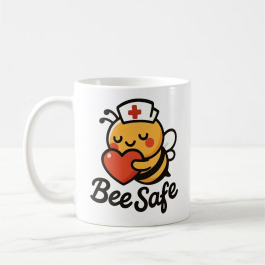 Mug Cute Nurse Bee Safe Heart (Gauche)