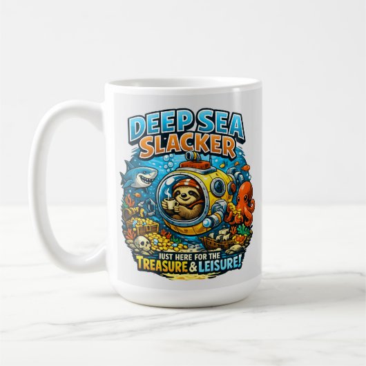 Mug Cute Ocean Adventure Humor, Funny Sloth Diving art (Gauche)