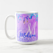 Mug Cute ombre rose violet parties scintillant monogra (Gauche)