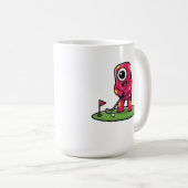 Mug Cute One-Eyed Pink Monster Playing Golf Cartoon (Devant droit)
