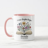 Mug Cute open book flowers coworker retirement custom (Gauche)