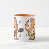 Mug Cute Orange Chat Jouer Guitare (Centre)