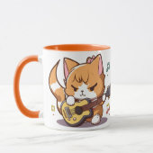 Mug Cute Orange Chat Jouer Guitare (Gauche)