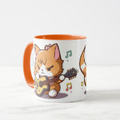 Mug Cute Orange Chat Jouer Guitare (Devant gauche)